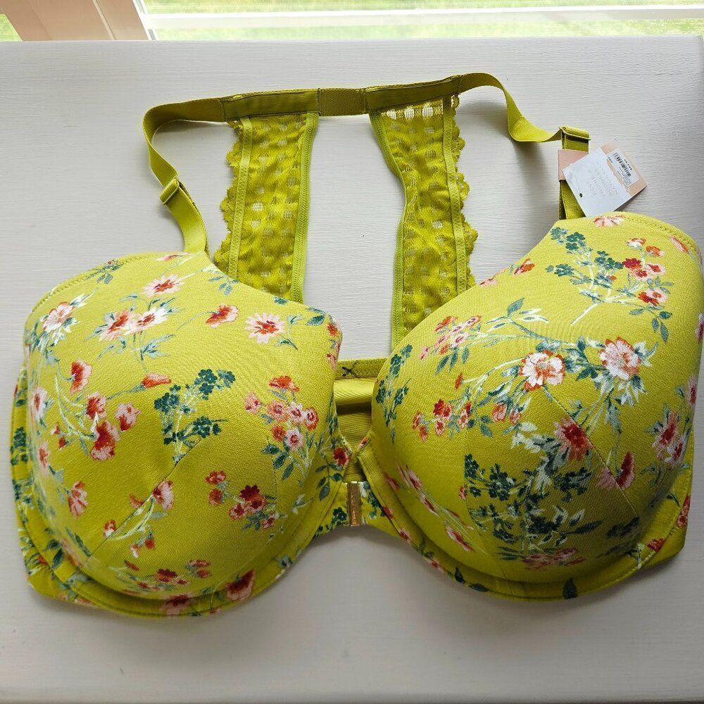 Cacique Floral Yellow-Green Push-Up Bra